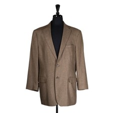 Jos A Bank Mens 42L Brown 100 Silk Sport Coat Tailored Fit 2 Btn Blazer Jacket