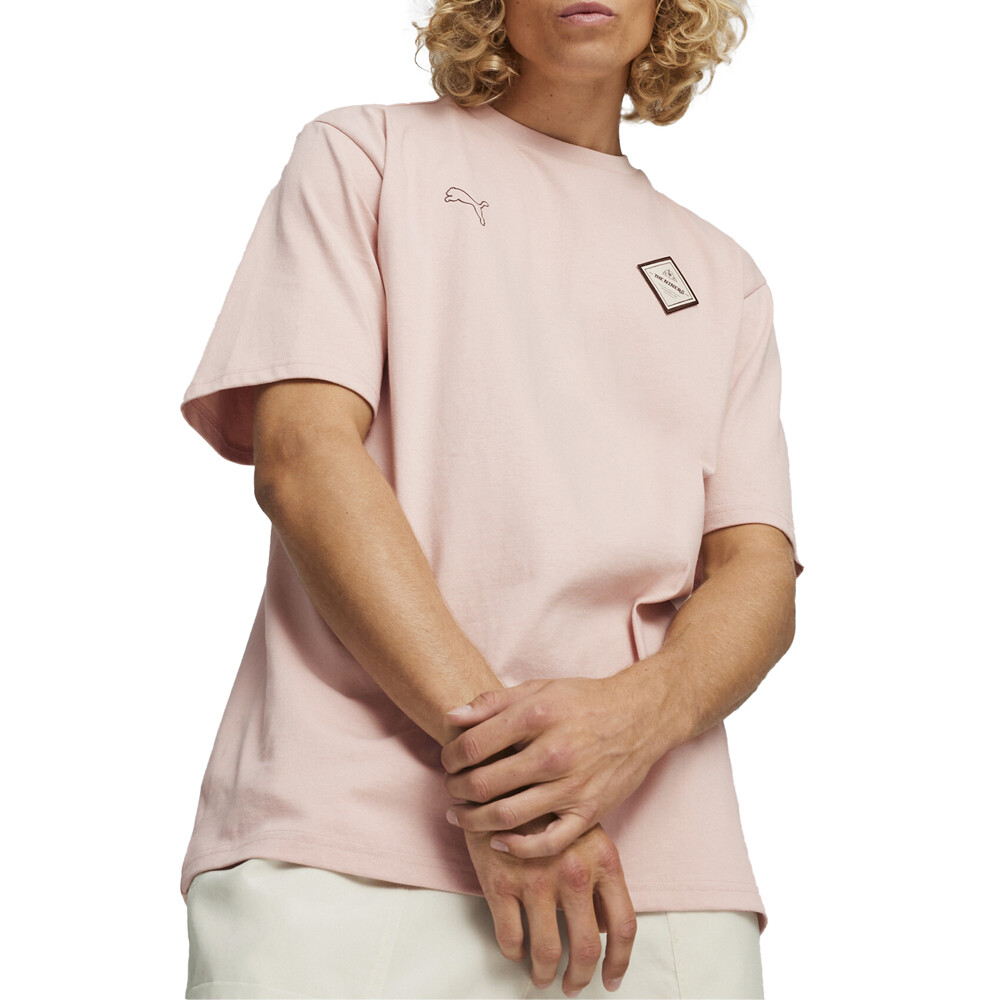 Летняя футболка с круглым вырезом и коротким рукавом с логотипом Puma Pl, мужские розовые повседневные топы 6245700