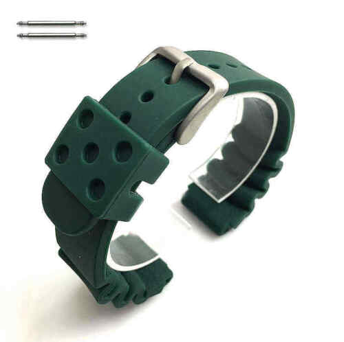 Diver's Style Green Rubber Strap Replacement Watch Band #4502 - 第 1/5 張圖片