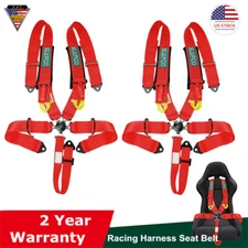 2x Red Racing Harness 5 Point Safety Seatbelt For Race Car ATV UTV Quick Release