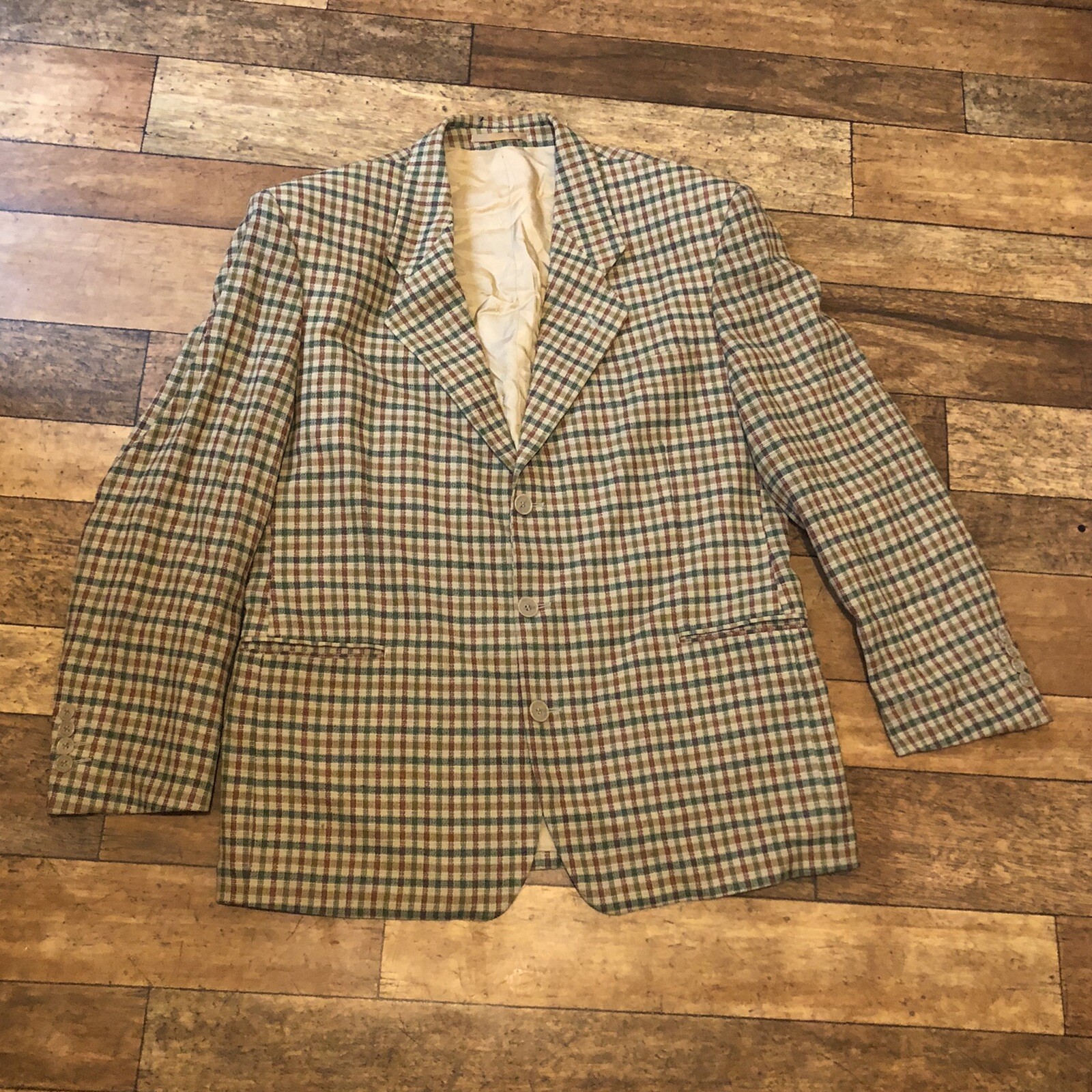 Blazer vintage YSL Yves Saint Laurent taglia 44 marrone sgabello da uomo a scacchi