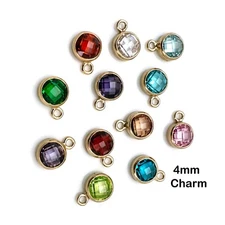 1/20 14K Gold Filled Fancy Bezel Birthstone Charms- 4mm Tiny Round Charms