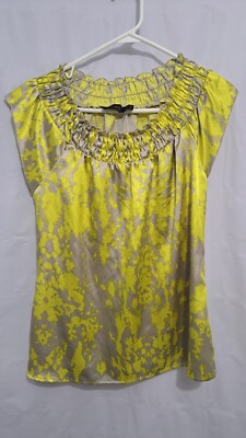 The Limited Career Blouse Top Sleeveless Round Neck Gray Yellow Size Small
