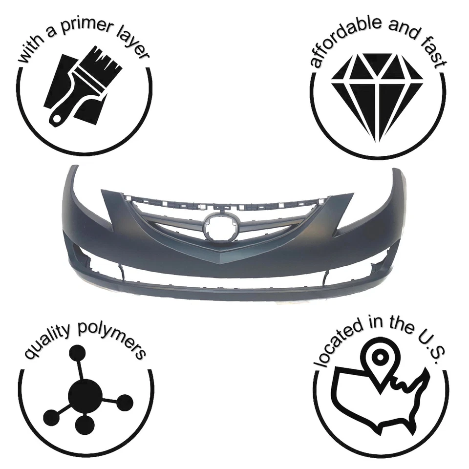 Bumper Cover Fascia Direct Fit for 2009-2013 Mazda 6 09-13 Front Primed - Image 3 of 4