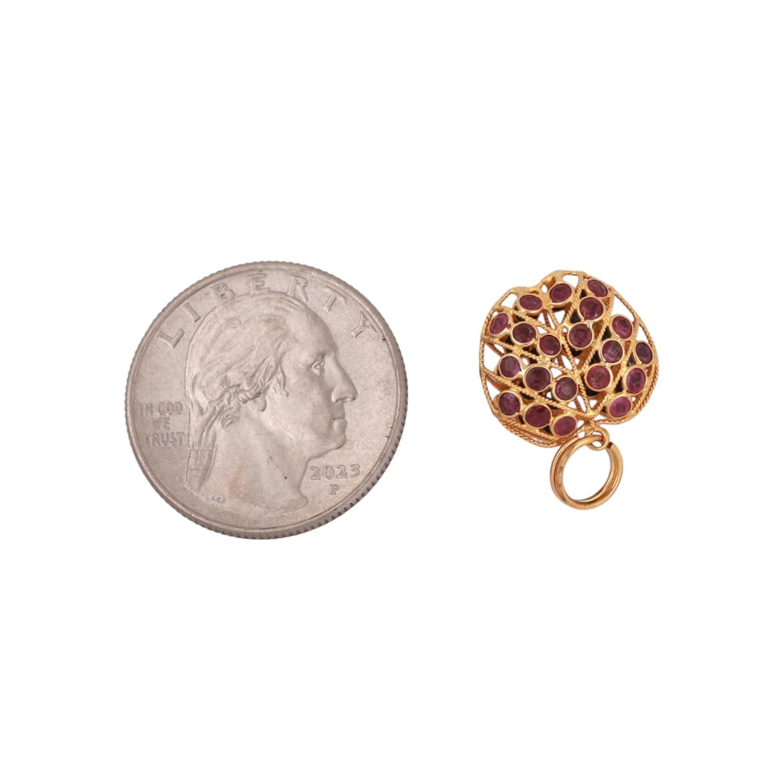 Ruby Sapphire Reversible Apple Pendant Charm 18K … - image 11