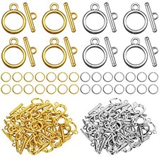 260 Pieces Toggle Clasps for Jewelry Making Include 60 Pairs Alloy Toggle Clasps