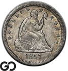 1857 Seated Liberty Quarter, Choice AU+