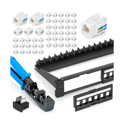 Bundle   4 Items: 24 Port Keystone Patch Panel (1-Pack) + 90° Angled
