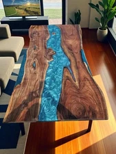 48"x30" Custom Epoxy Resin Dining Table Top wood Furniture For Luxury Hotel Deco