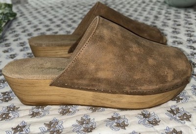 FREE PEOPLE platform wedge slip on sandals size 41 made in Spain
