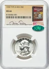 1959 25C Washington Quarter Type B Reverse NGC MS66 CAC Hand Signed 'Bill Fivaz'