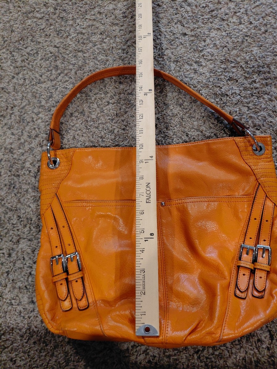 B MAKOWSKY citrus Orange Leather Hobo Bag EUC View 2
