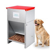 Dog Feeder - Galvanized Metal Pet Food Station for Indoor  Outdoor Use - Aut...