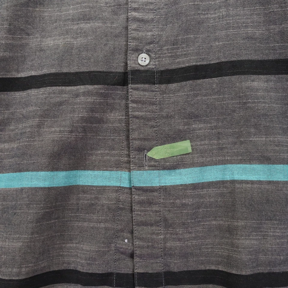 Camisa Zoo York Para Hombres XL Informal Bolsillo Patinador Abotonada Gris Rayas Manga Corta Foto 2 de 4