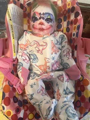 Harlequin/Jokers reborn baby hand painted cuddle reborn Paisley rooted hair OOAK