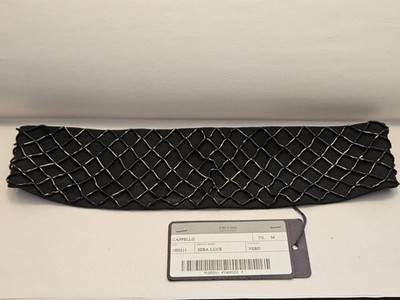 NWT Authentic PRADA Headband Sera Luce Nero Black Beaded Mesh Italy Sz M 