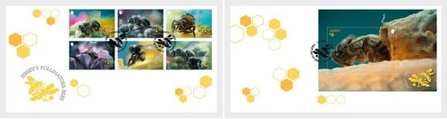 Jersey 2026 Pollinators insects BEES 6v + ms1v FDC PJ