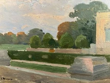 Léon Bouchet (XIX-XX) Antique Post-Impressionist Oil Representing A Park