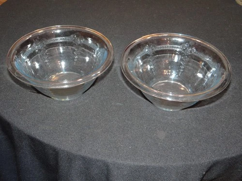 Vintage 7" Blue Sapphire Glass Mixing Bowl Set Fire King Rolled Edge Set Of 2