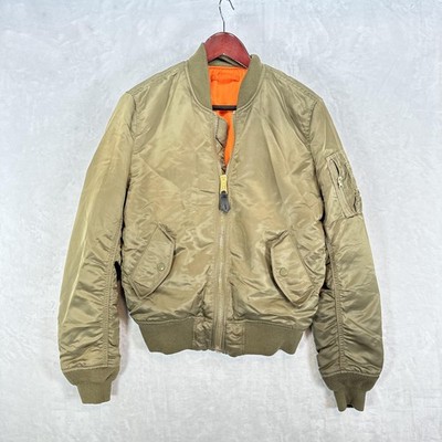 Alpha Industries Jacket Mens Small Olive Green MA-1 Bomber Slim Fit Flight Coat