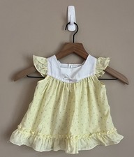 Dress Vintage Baby Babyfair Floral Print Cotton Yellow Sundress 18 Months 18M