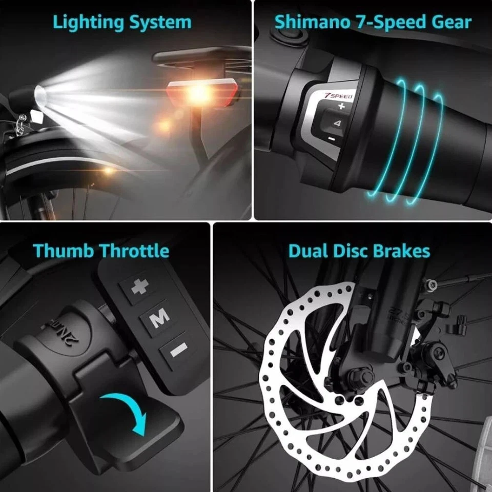 TESWAY Electric Mountain Bicycle 27.5inch 500W Shimano EMTB 7-Speed City e-Bike - Picture 13 of 14