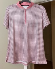 HEAD Golf Top Pink Geometric Athletic Polo Zip Neck Fitness Gym Women's Large
