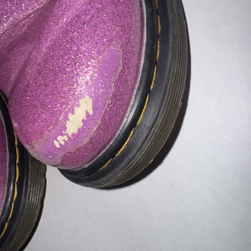 Dr. Martens 1460 J Rosa Brillo Puntera Redonda Con Cordones/Cremallera Botines Niño’s Talla 12 Foto 4 de 4