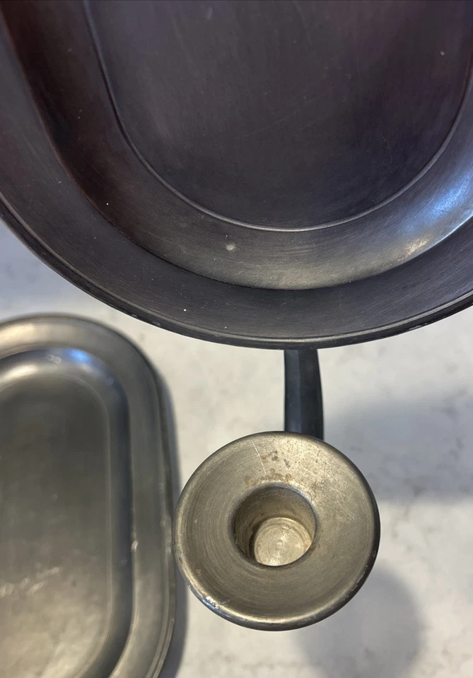 Juego de 2 Apliques de Pared de Peltre Candelabros 13.25" Colonial Casting Meriden, CT Foto 4 de 4