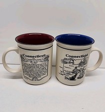 2 Vintage Connecticut  The Constitution State Souvenir Mug  Coffee Cup US&A