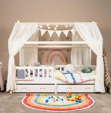 Alavya Home Ensemble Décoratif Ciel de Lit et Guirlande Mousseline Coton Bio