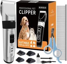 BUNIQUE Professional Low Noise Animal Clipper, Electric Cordless Pet/Livestock G