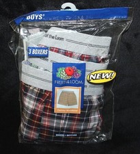 Fruit of the Loom 3-Pk Boys' Multicolor Plaid Boxers - Small