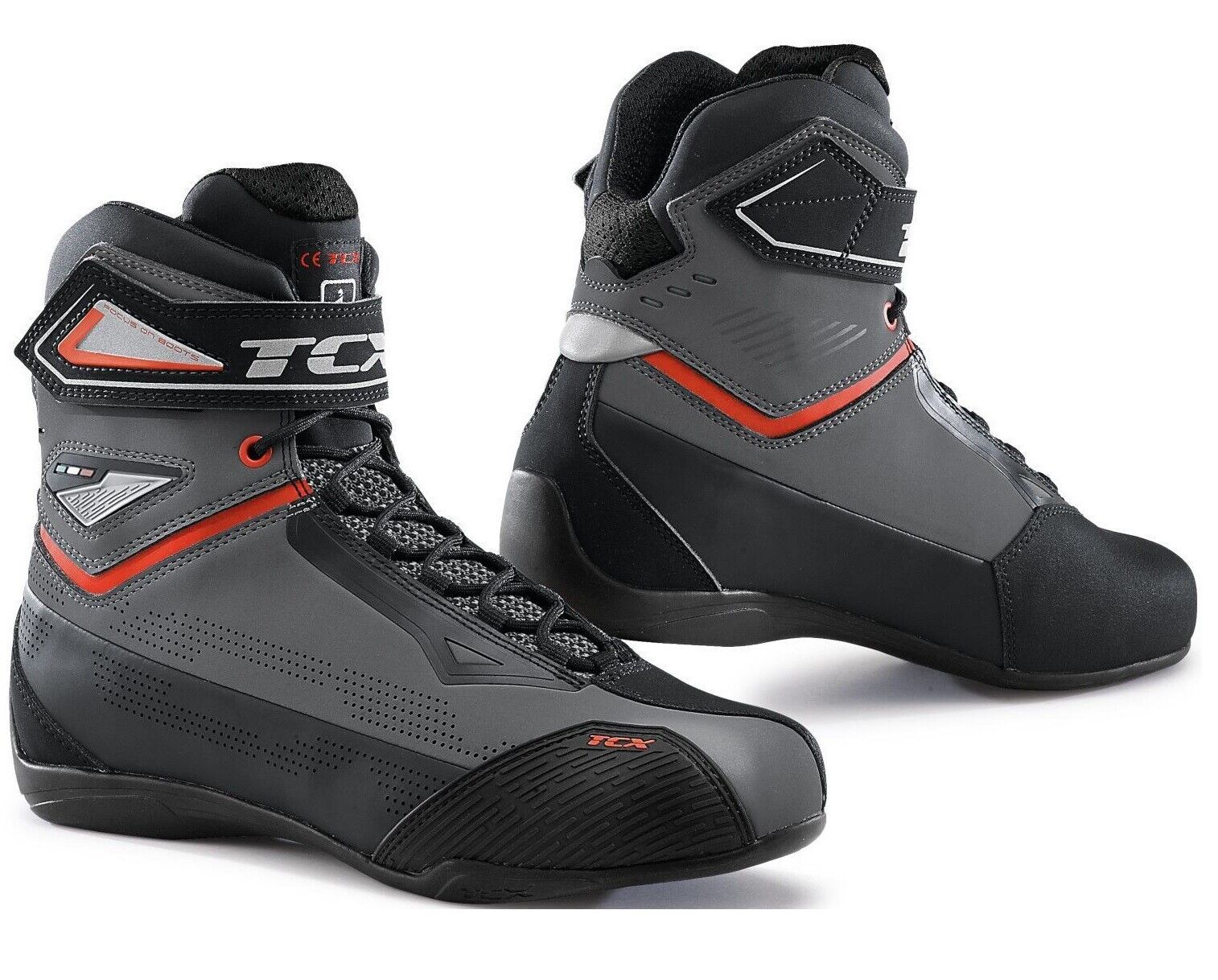 SCARPE ESTIVE STIVALI BOOTS MOTO TCX RUSH 2 AIR GREY RED ROSSO TG 44