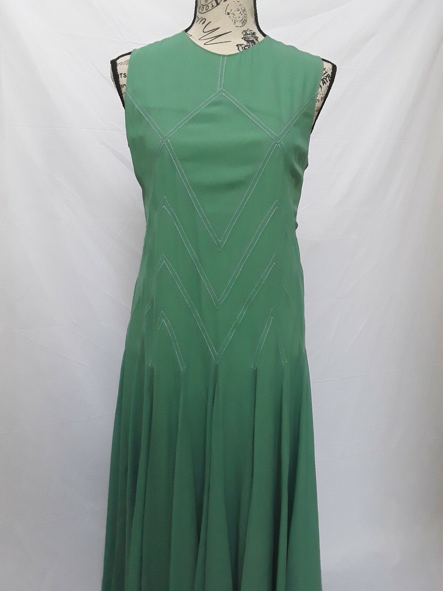 New VALENTINO Chevron Sleeveless Pleated Green Silk Dress Italy Size 40  ($4400) | eBay