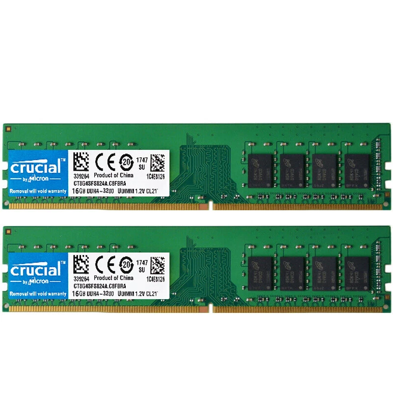 Crucial DDR4 32GB 2X16GB 3200 Mhz PC4-25600 288pins Desktop Memory Dimm Ram - Image 2 of 4