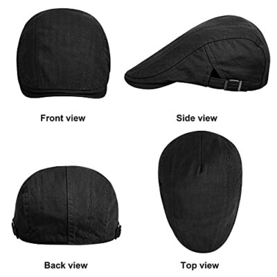 2 Pack Newsboy Hats for Men Flat Cap Cotton Adjustable One Size A