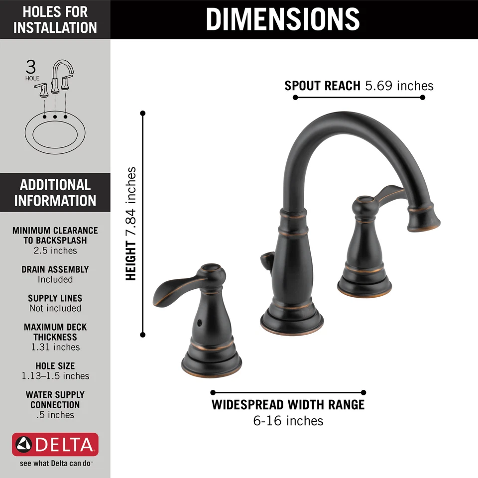 Delta Porter Widespread Bathroom Faucet Oil Rubbed Bronze-Certified Refurbished - Image 3 of 3