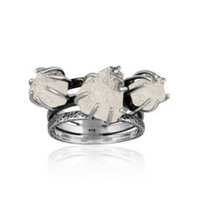Multi Herkimer Diamond Ring With 925 Silver Three Stone Oxidized Ring