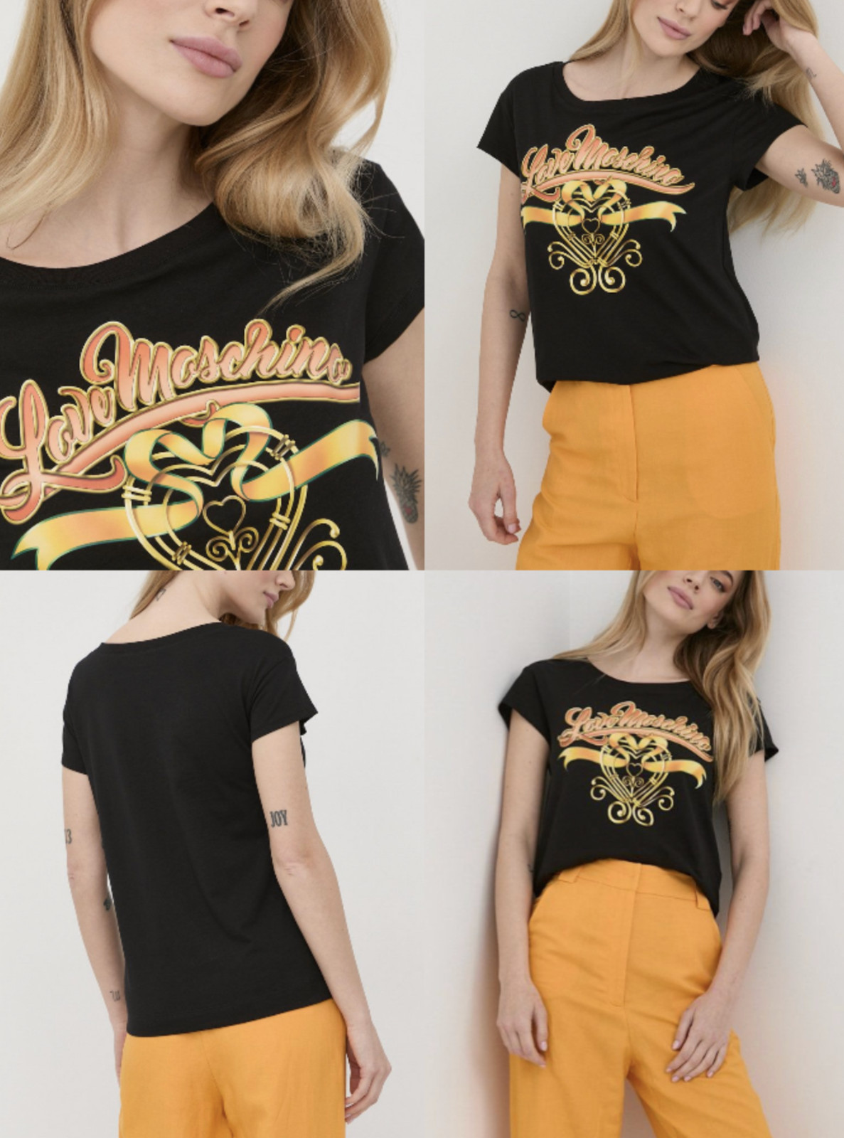 Moschino Love Tee Blouse Logo Top Cotton T-Shirt Blouse Retro Shirt Jersey Wow S