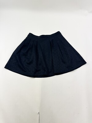 Banana Republic Skirt Women’s 10 Black Blue Geo Jacquard Mini Pleated  Pockets