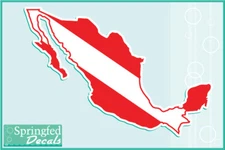 MEXICO Shaped DIVE Flag Vinyl Decal Car Truck Sticker SCUBA Diving Decal