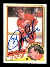 1984 O-Pee-Chee #233 Jim Peplinski Signed auto Autograph blue sharpie