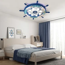 24.4" Modern Blue Ceiling Light Kid's Room Decor Chandelier Flush Mount Fixture