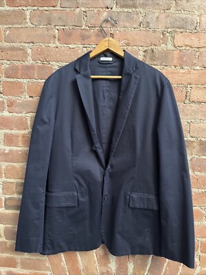 Tomas Maier Men s Unstructured Jacket, Sz Large, Navy Blue Cotton Stretch Italy