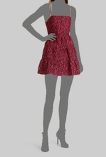 $466 Alice + Olivia Women's Pink Floral Jacquard Squared Neck Mini Dress Size 4