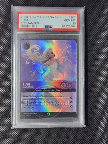 2023 DISNEY LORCANA ELSA SPIRIT OF WINTER 207/204 ENCHANTED PSA 10 GEM MINT!!