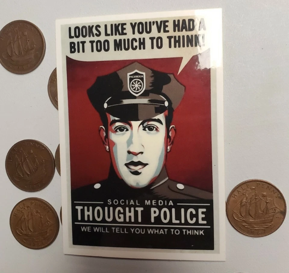 LOTE COM 5 ADESIVOS THOUGHT POLICE anti Facebook Twitter liberdade de expressão - Imagem 2 de 4