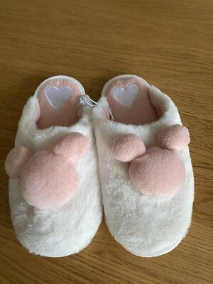 Disney Matalan weiße & rosa Minnie Mouse Maule Hausschuhe Größe 5-6 neu mit Etikett