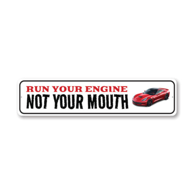 Chevy Corvette Run Your Engine Metal Sign Chevrolet Automotive Car Man Cave
